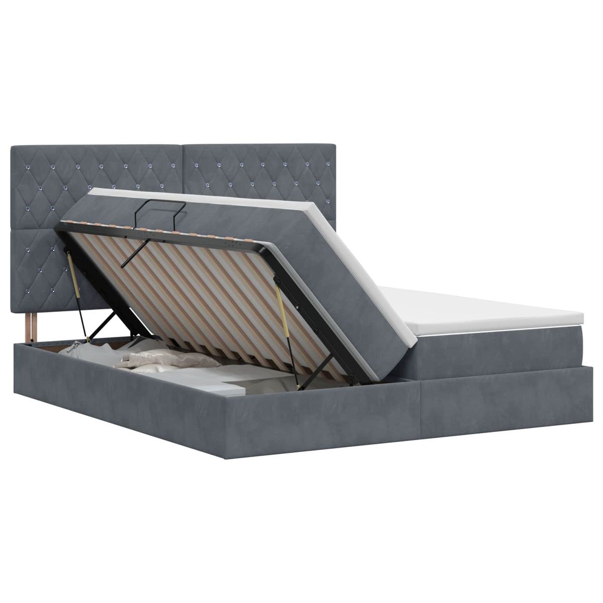 Opslag bed met hoofdeinde Donkergrijs 200 x 200 cm Fluweel