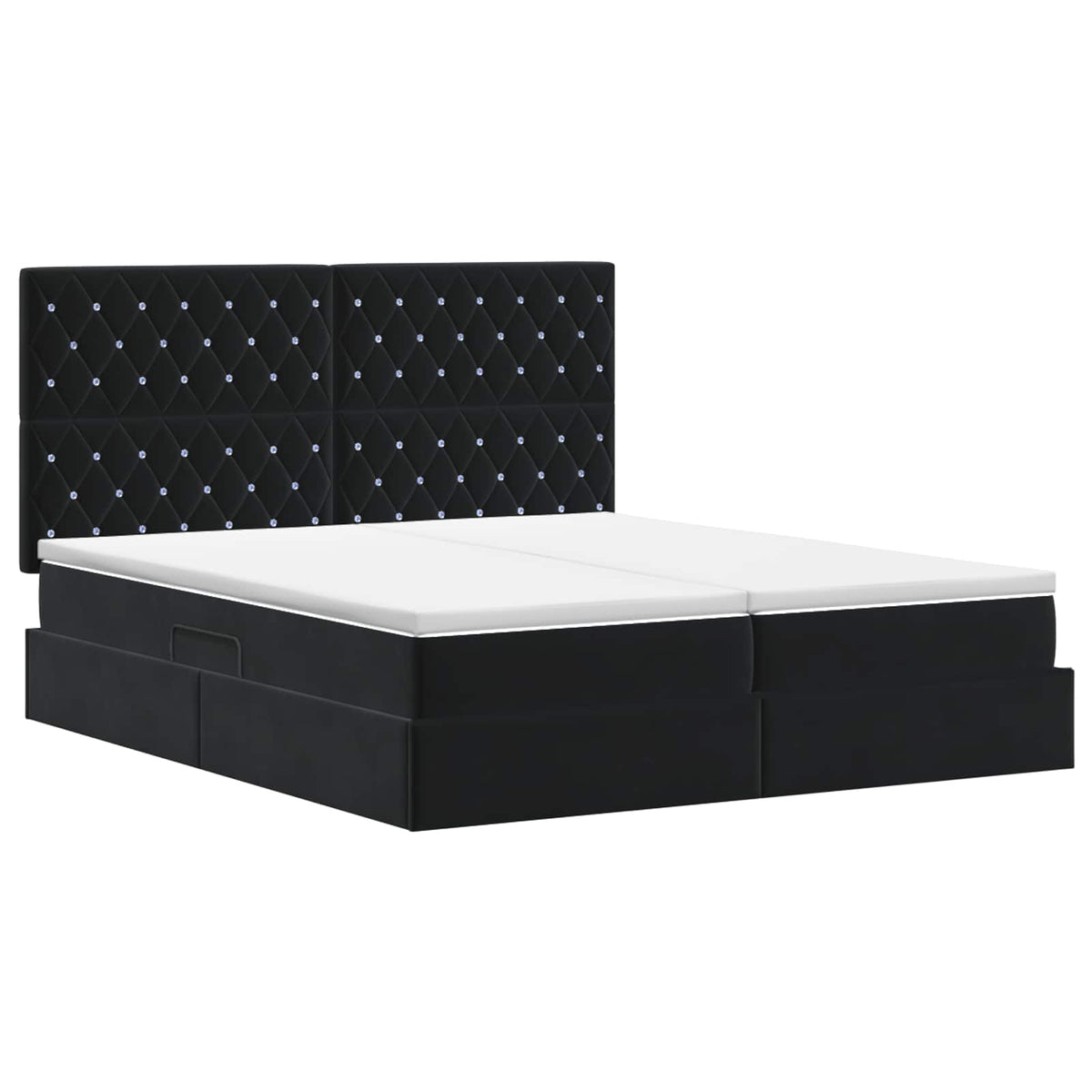 Opslag bed met hoofdeinde met opslag Zwart 200 x 200 cm Fluweel