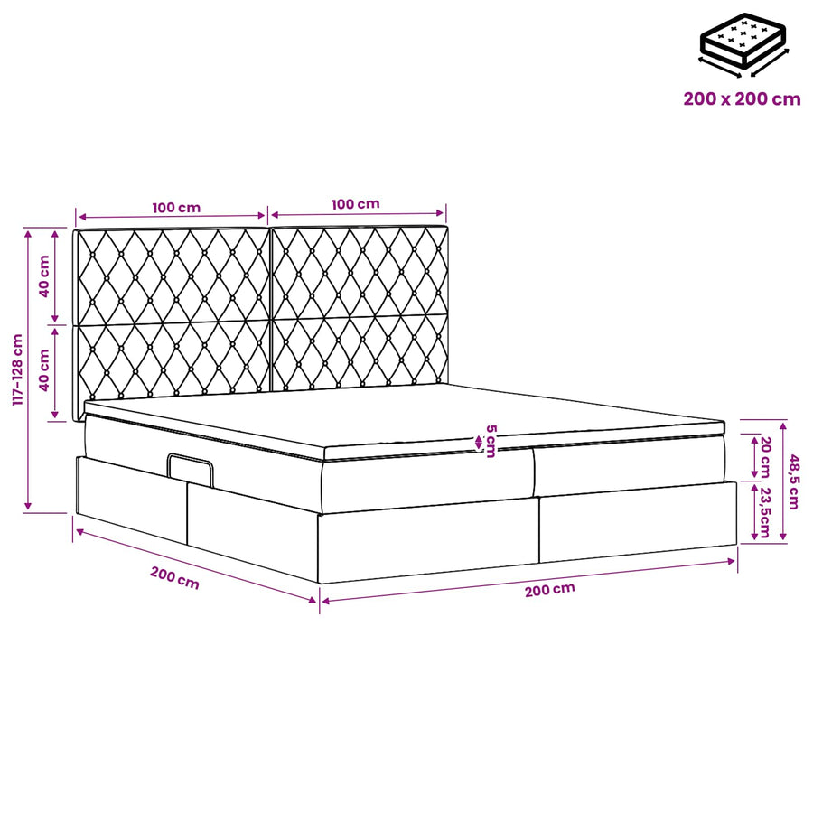 Opslag bed met hoofdeinde Donkergroen 200 x 200 cm Fluweel