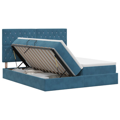 Opslag bed met hoofdeinde Donkerblauw 200 x 200 cm Fluweel