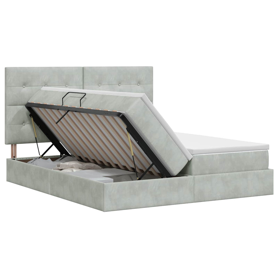 Opslag bed met hoofdeinde Lichtgrijs 180 x 200 cm Fluweel
