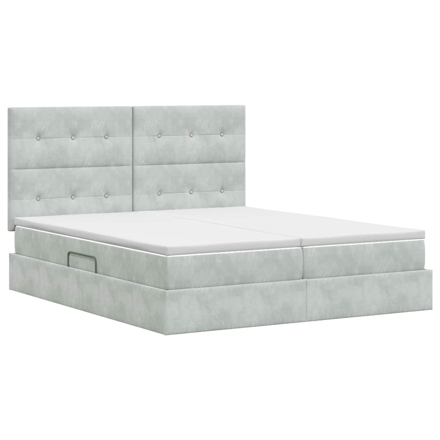 Opslag bed met hoofdeinde Lichtgrijs 180 x 200 cm Fluweel