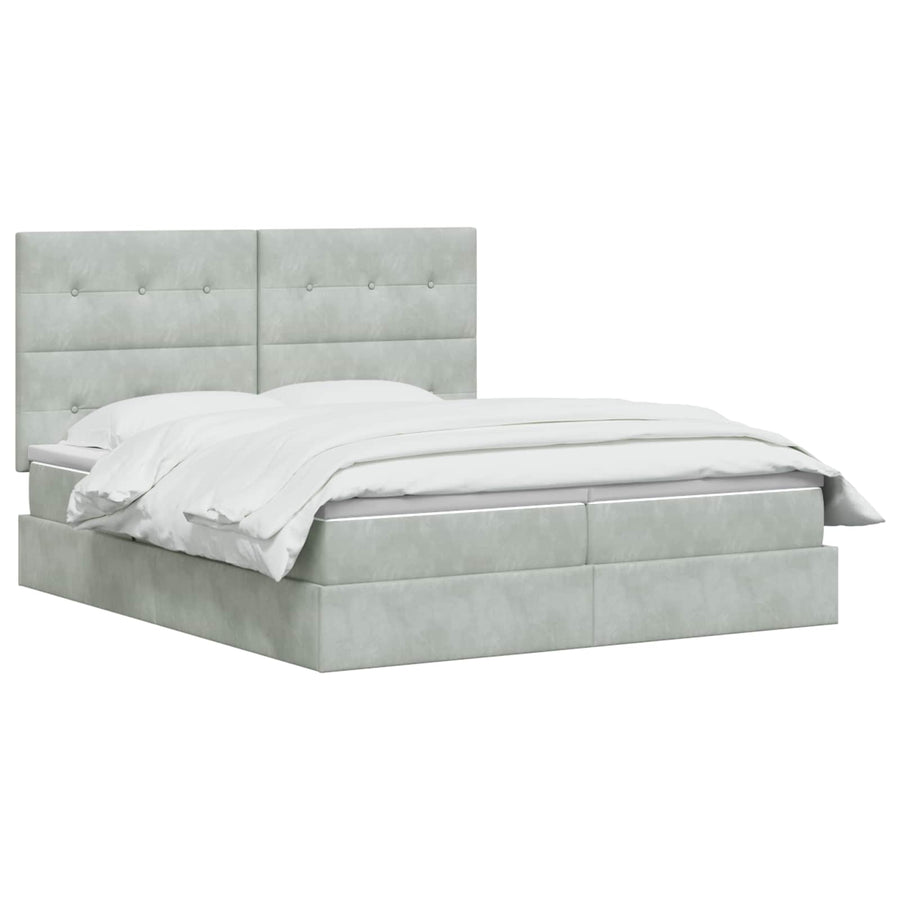 Opslag bed met hoofdeinde Lichtgrijs 180 x 200 cm Fluweel