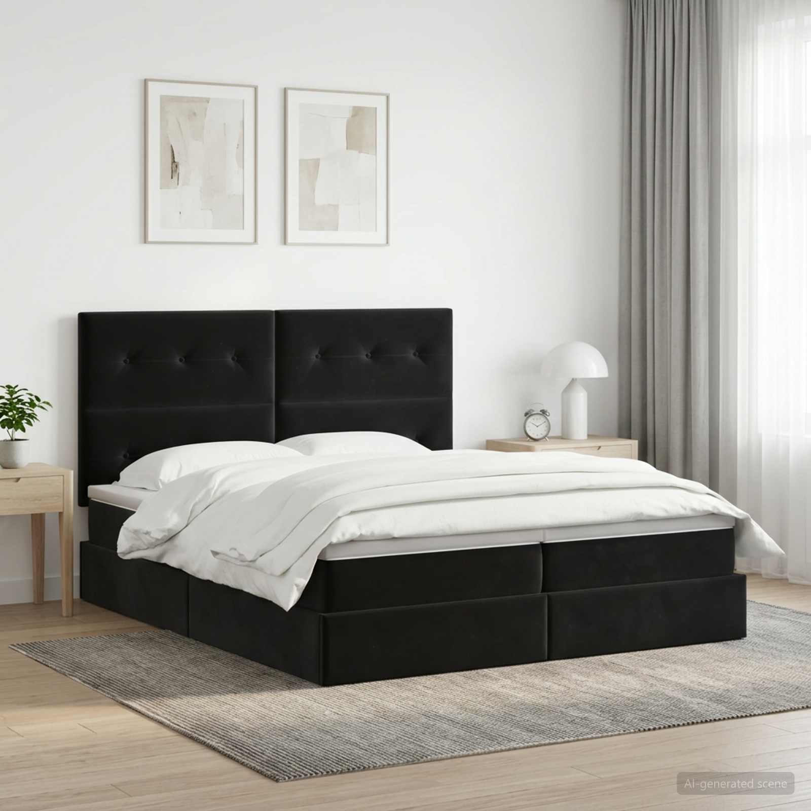 Opslag bed met hoofdeinde met opslag Zwart 180 x 200 cm Fluweel