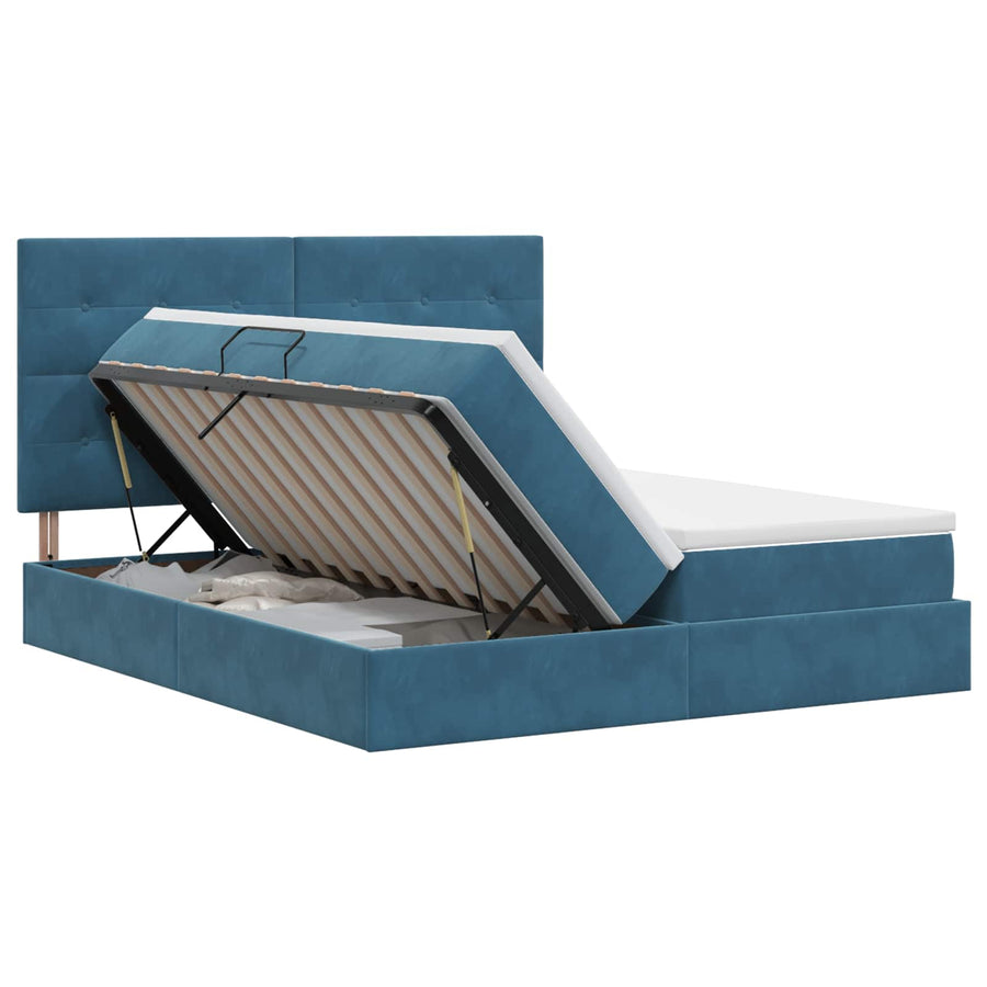 Opslag bed met hoofdeinde Donkerblauw 180 x 200 cm Fluweel