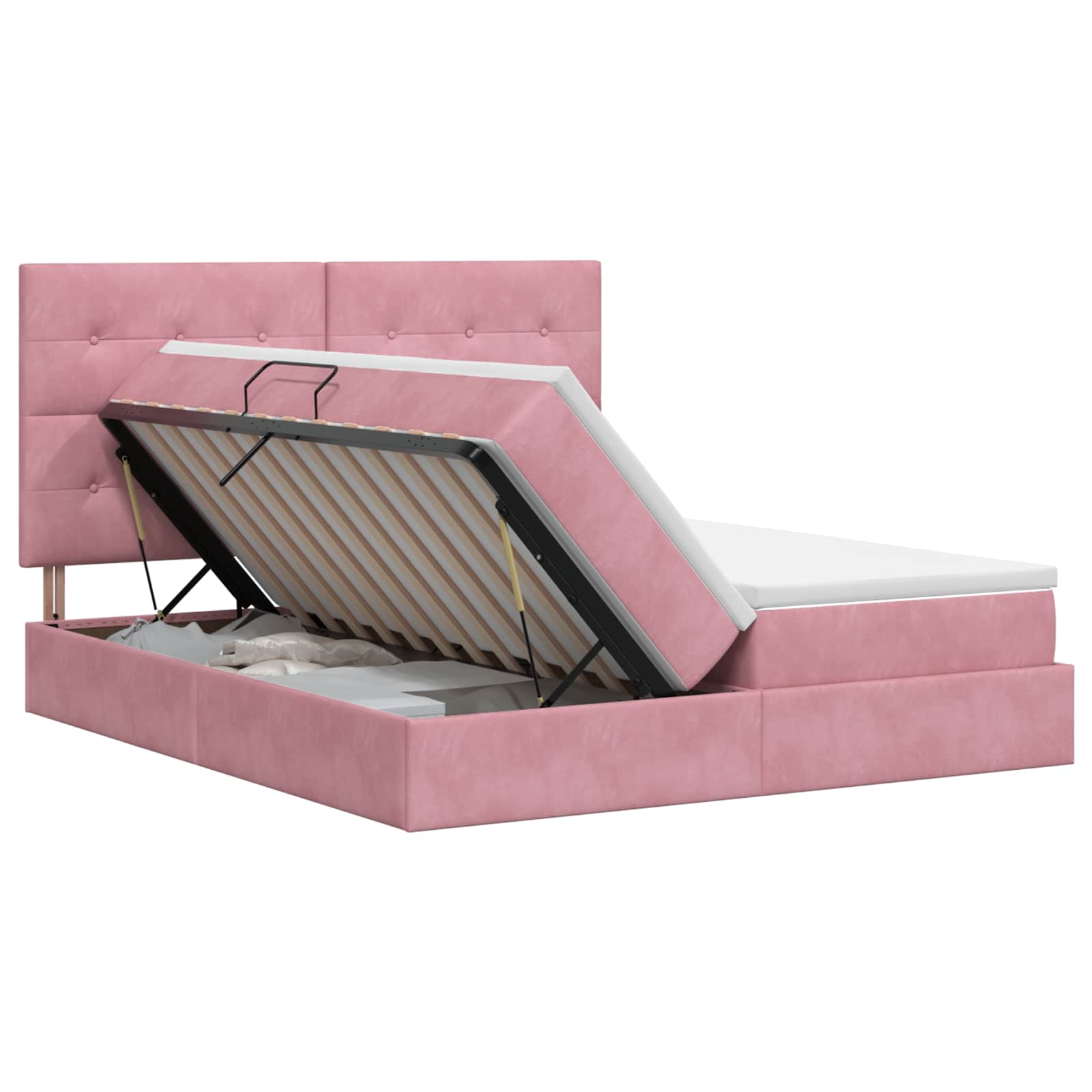 Opslag bed met hoofdeinde met opslag Roze 180 x 200 cm Fluweel
