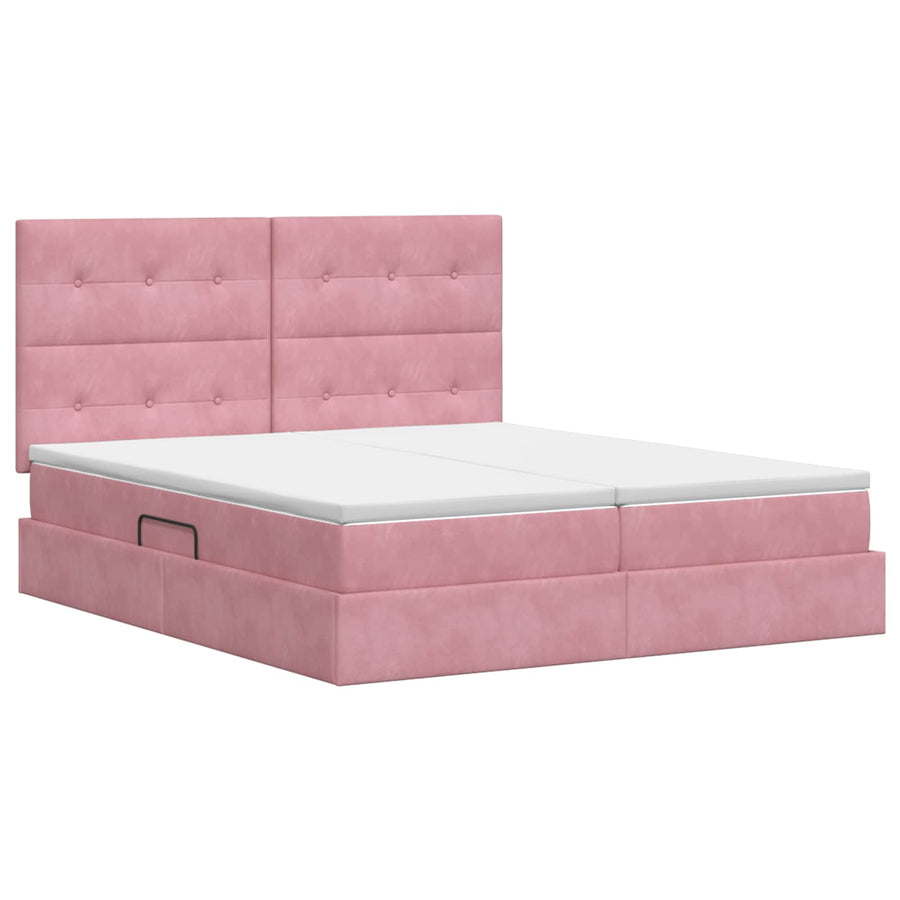 Opslag bed met hoofdeinde met opslag Roze 180 x 200 cm Fluweel