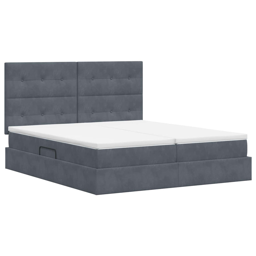 Opslag bed met hoofdeinde Donkergrijs 200 x 200 cm Fluweel
