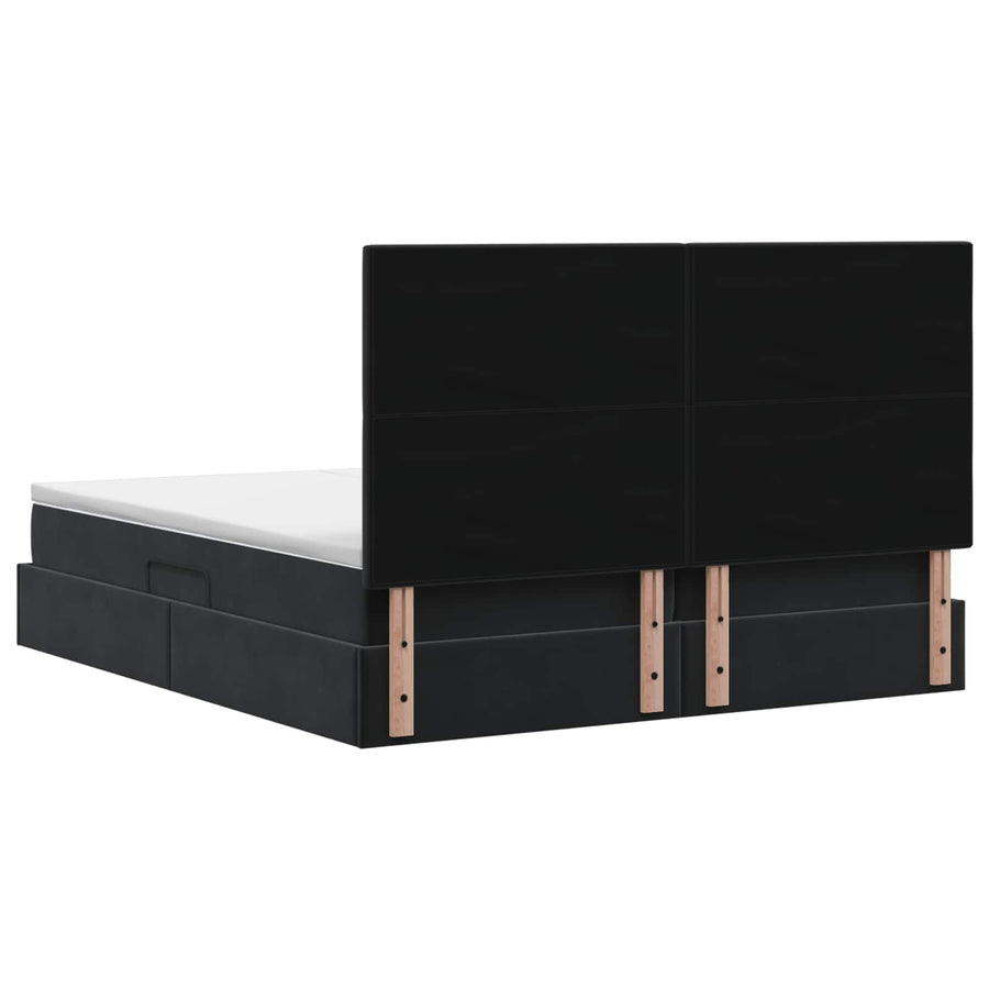 Opslag bed met hoofdeinde met opslag Zwart 200 x 200 cm Fluweel
