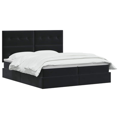 Opslag bed met hoofdeinde met opslag Zwart 200 x 200 cm Fluweel