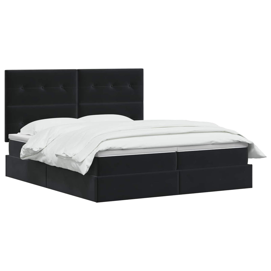 Opslag bed met hoofdeinde met opslag Zwart 200 x 200 cm Fluweel