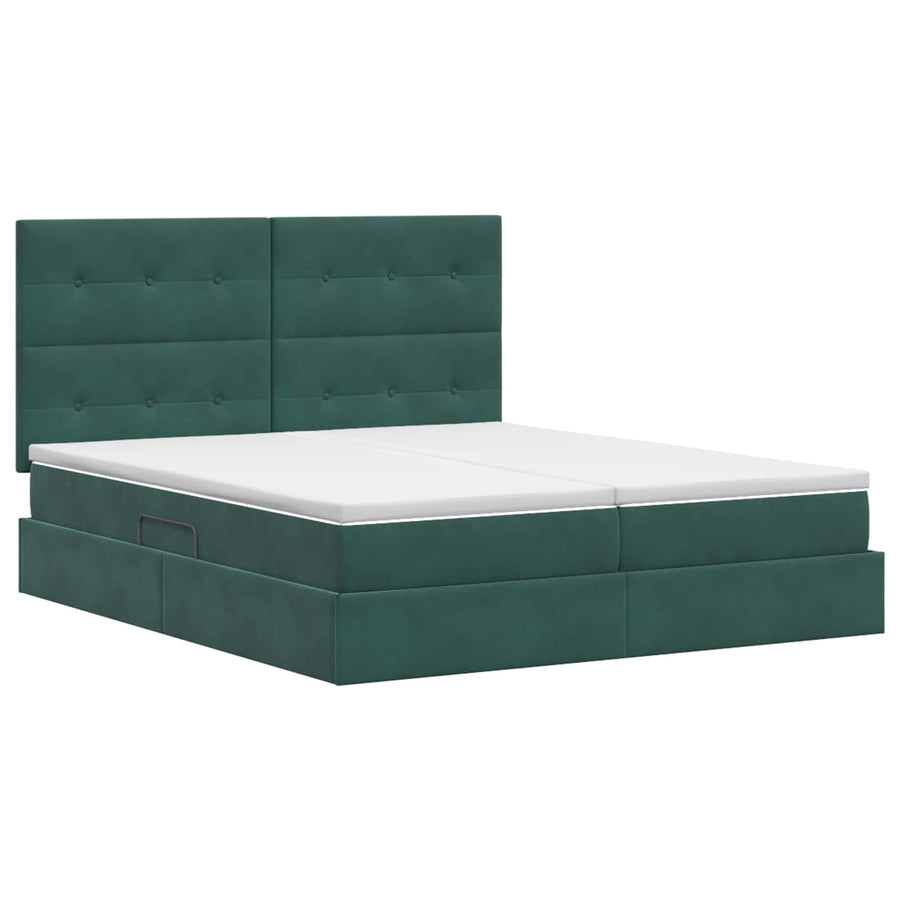 Opslag bed met hoofdeinde Donkergroen 200 x 200 cm Fluweel