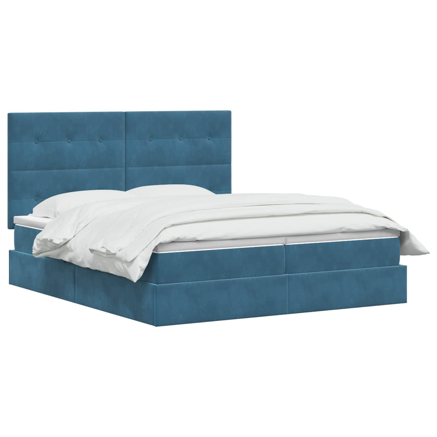 Opslag bed met hoofdeinde Donkerblauw 200 x 200 cm Fluweel