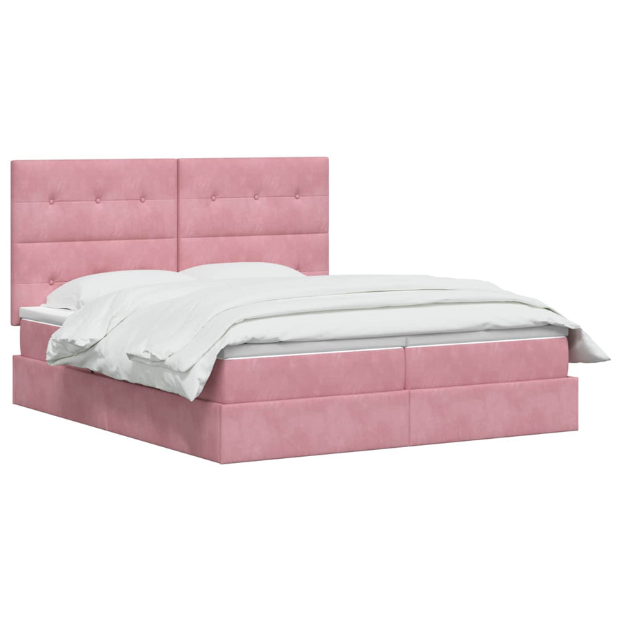 Opslag bed met hoofdeinde met opslag Roze 200 x 200 cm Fluweel