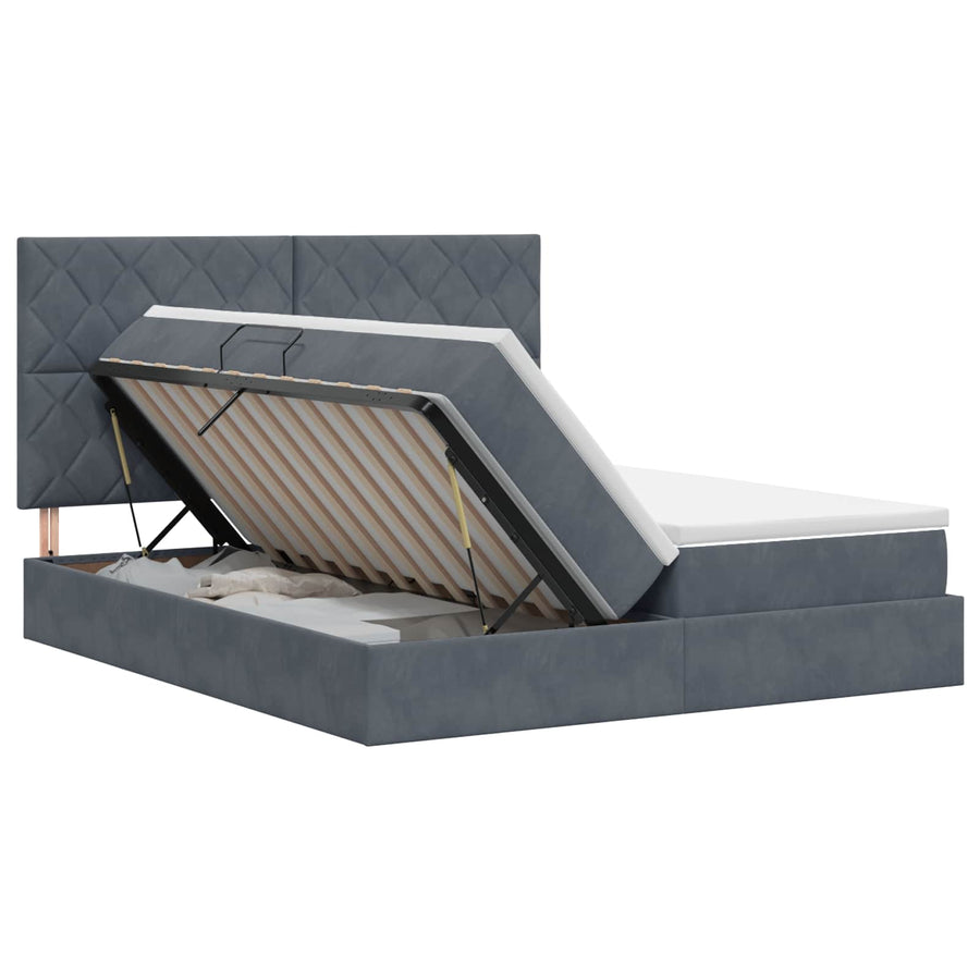Opslag bed met hoofdeinde Donkergrijs 180 x 200 cm Fluweel