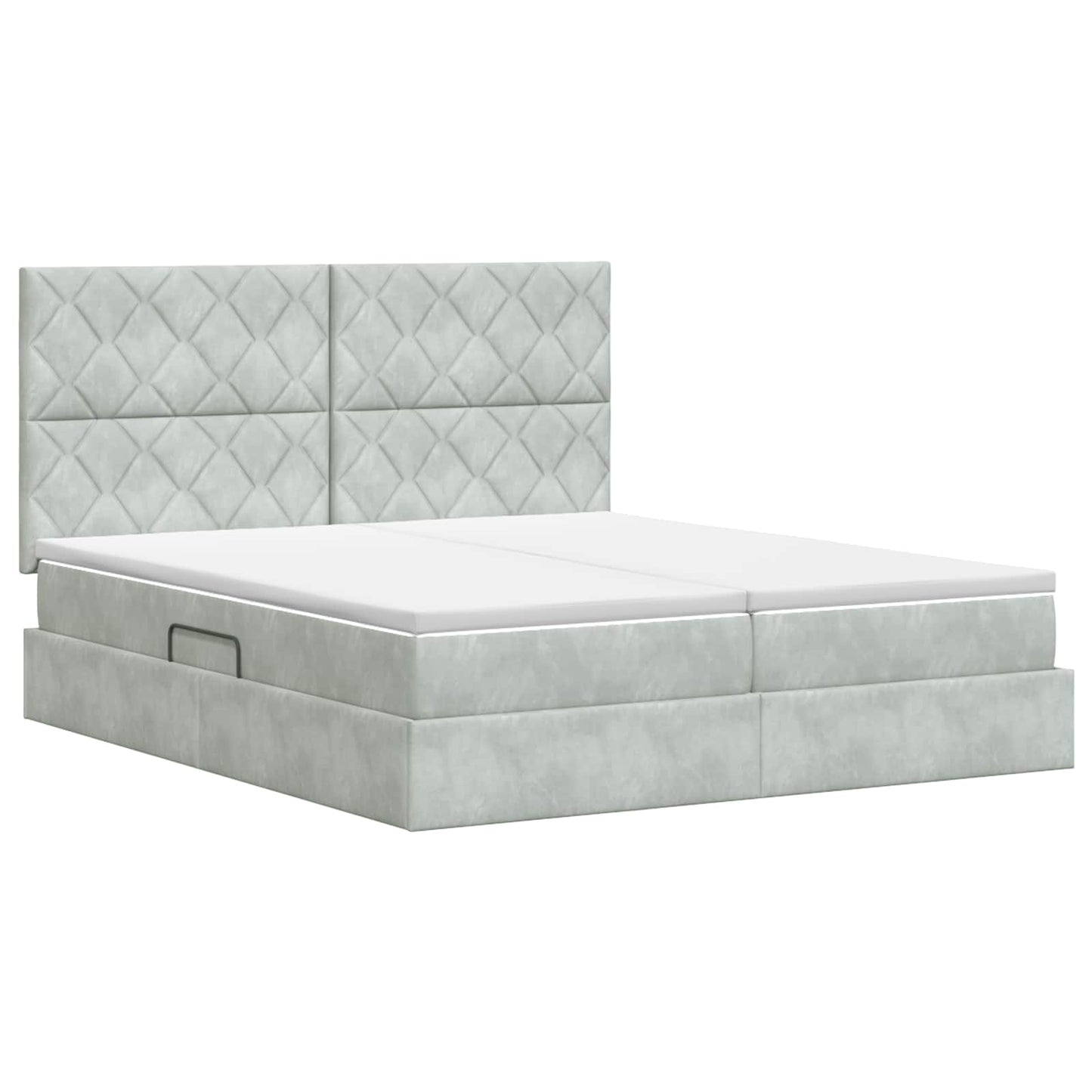 Opslag bed met hoofdeinde Lichtgrijs 200 x 200 cm Fluweel