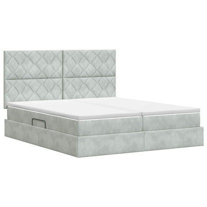 Opslag bed met hoofdeinde Lichtgrijs 200 x 200 cm Fluweel