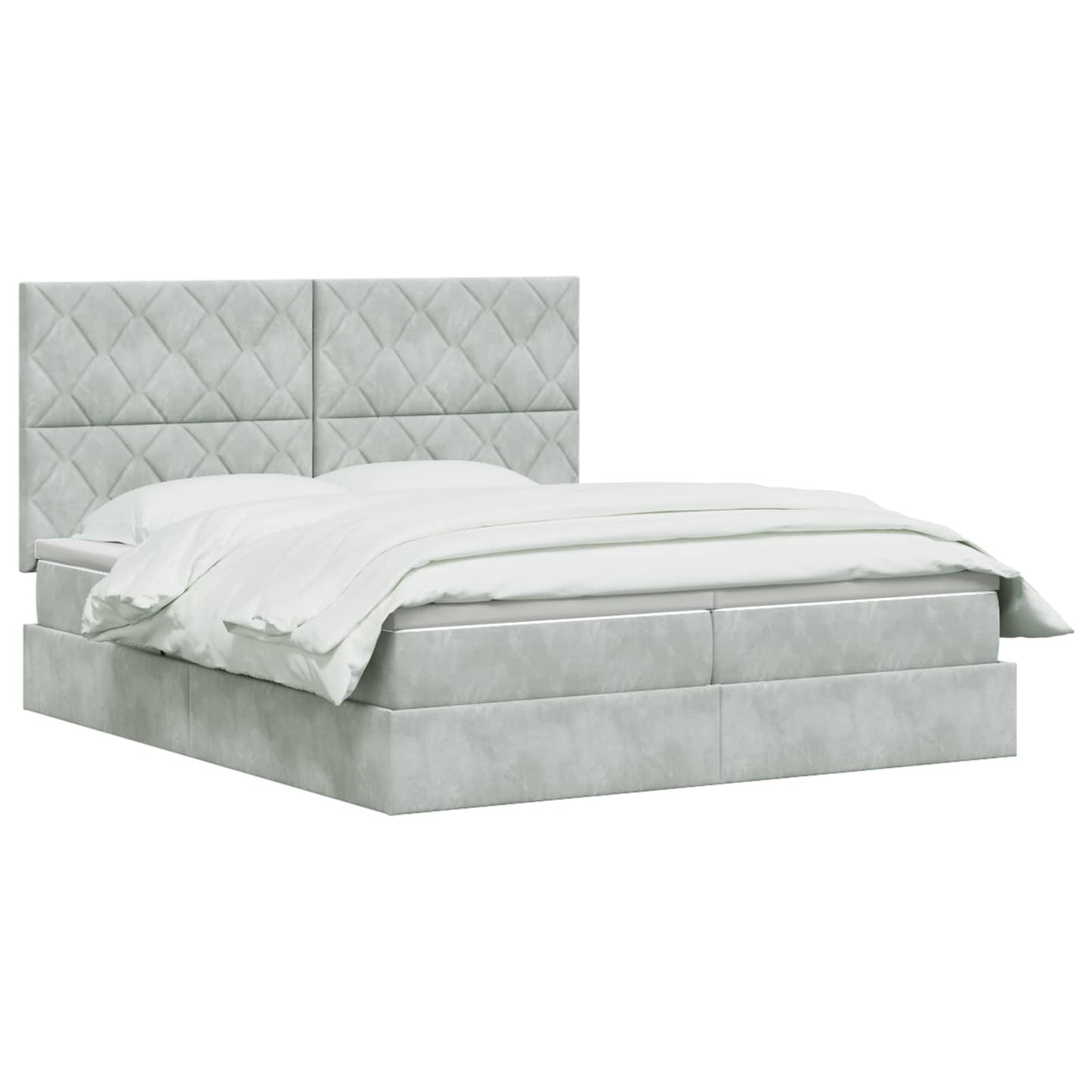 Opslag bed met hoofdeinde Lichtgrijs 200 x 200 cm Fluweel