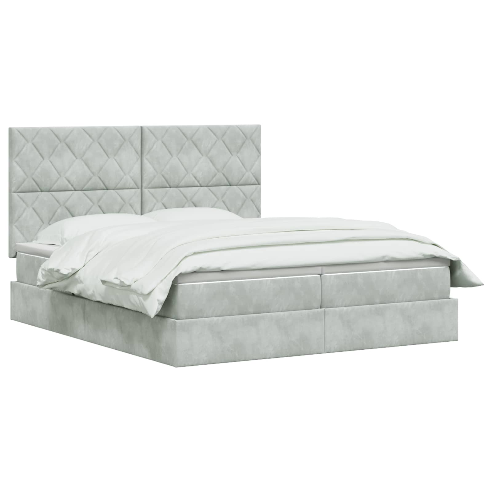 Opslag bed met hoofdeinde Lichtgrijs 200 x 200 cm Fluweel
