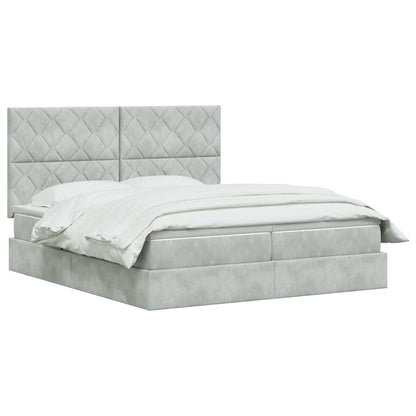 Opslag bed met hoofdeinde Lichtgrijs 200 x 200 cm Fluweel