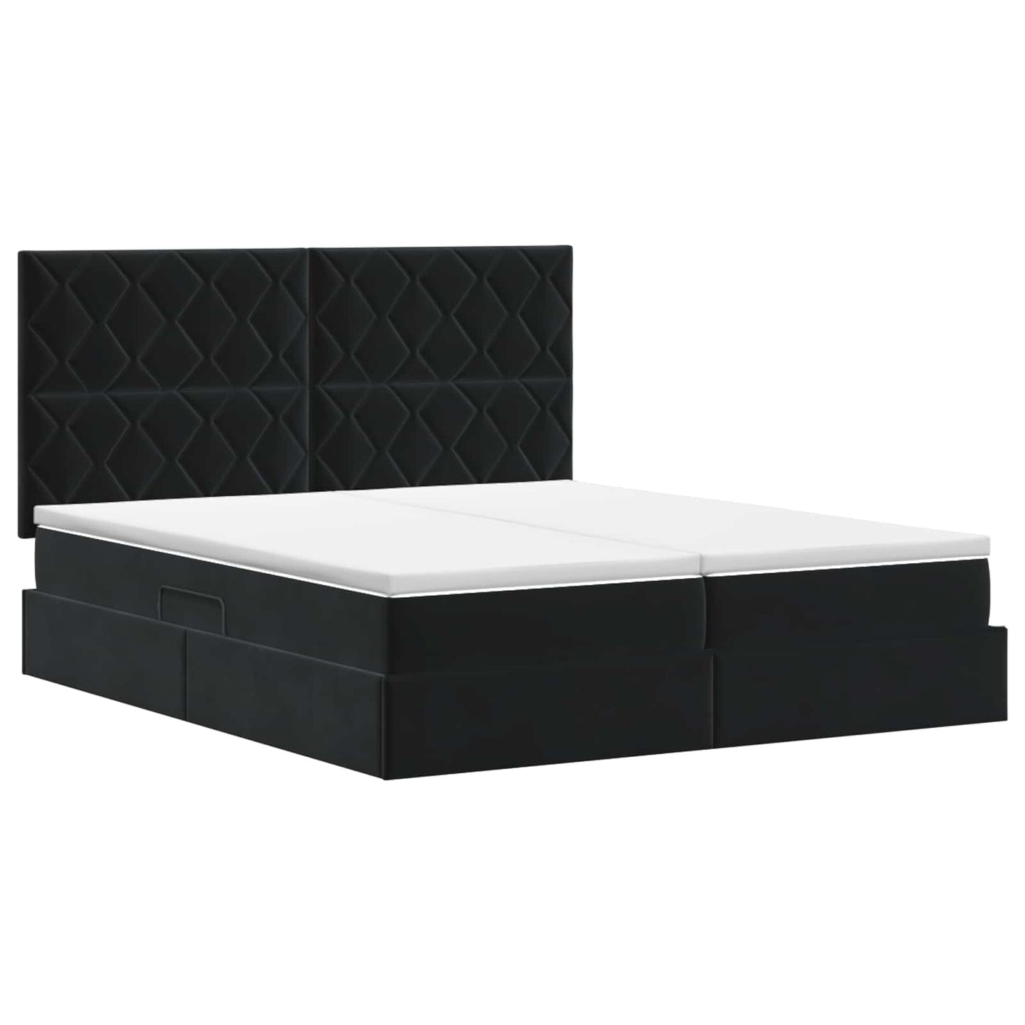 Opslag bed met hoofdeinde met opslag Zwart 200 x 200 cm Fluweel