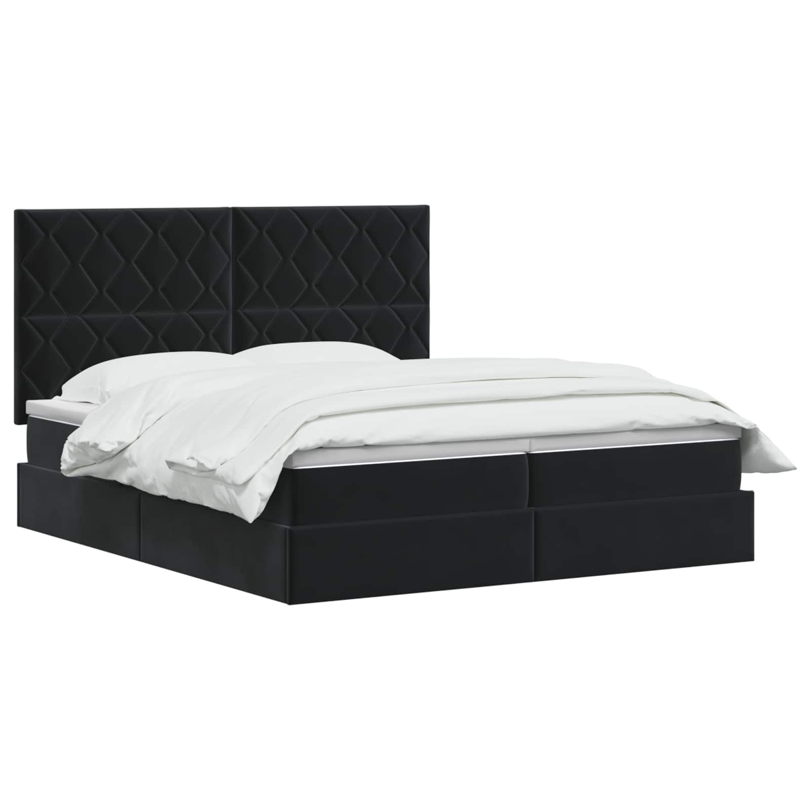 Opslag bed met hoofdeinde met opslag Zwart 200 x 200 cm Fluweel