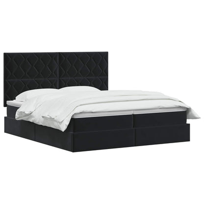 Opslag bed met hoofdeinde met opslag Zwart 200 x 200 cm Fluweel