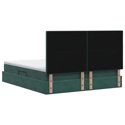 Opslag bed met hoofdeinde Donkergroen 200 x 200 cm Fluweel