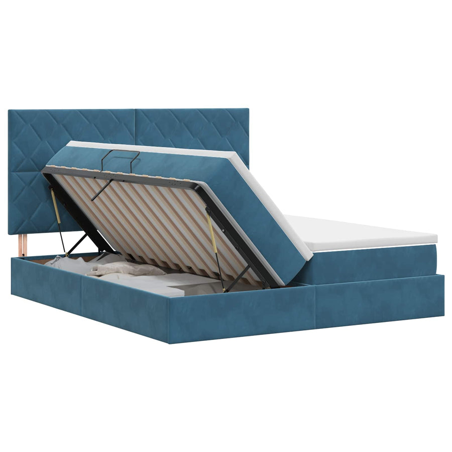 Opslag bed met hoofdeinde Donkerblauw 200 x 200 cm Fluweel