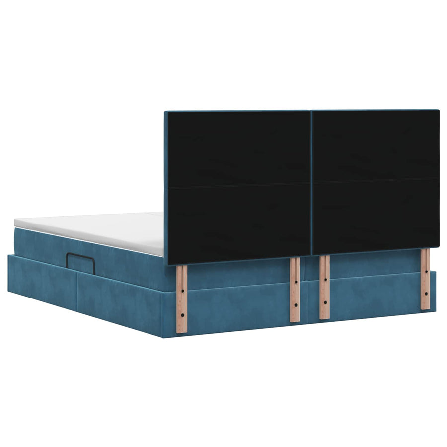 Opslag bed met hoofdeinde Donkerblauw 200 x 200 cm Fluweel