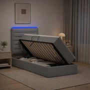 Opslagbed 90x200 cm lichtgrijs met gaslift