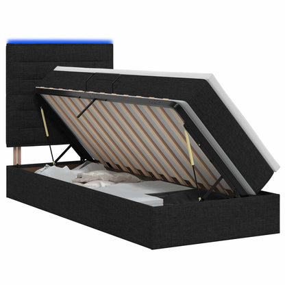 LED Opslagbed met Matras Zwart 90 x 190 cm Stof