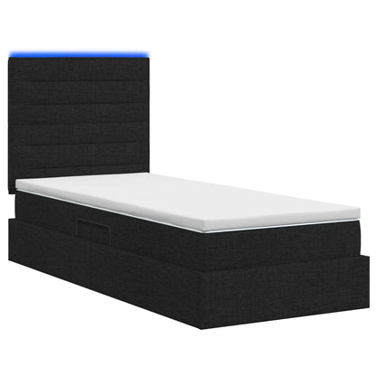 LED Opslagbed met Matras Zwart 90 x 190 cm Stof