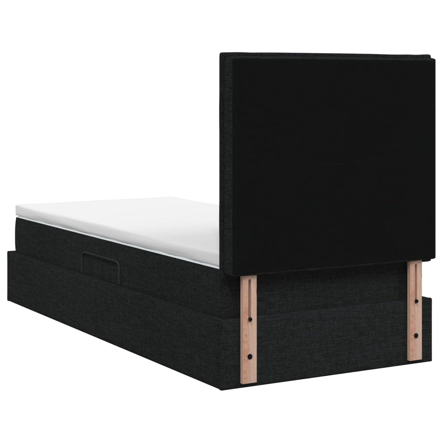 LED Opslagbed met Matras Zwart 90 x 190 cm Stof