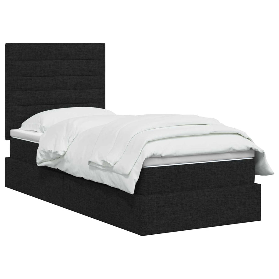 LED Opslagbed met Matras Zwart 90 x 190 cm Stof