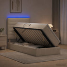 Opbergbed 90x200 cm crèmekleurig met LED en matras