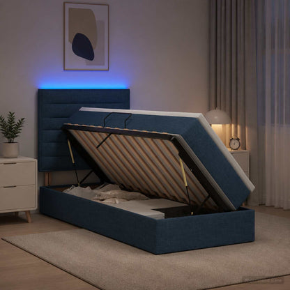 LED Opslagbed met Matras Blauw 100 x 200 cm Stof