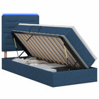 LED Opslagbed met Matras Blauw 90 x 200 cm Stof