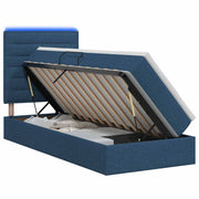 Opslagbed blauw 90x200 cm stof met LED en matras
