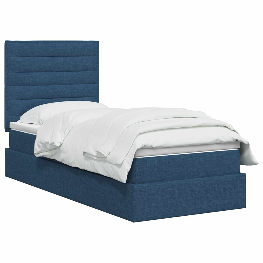 LED Opslagbed met Matras Blauw 90 x 200 cm Stof