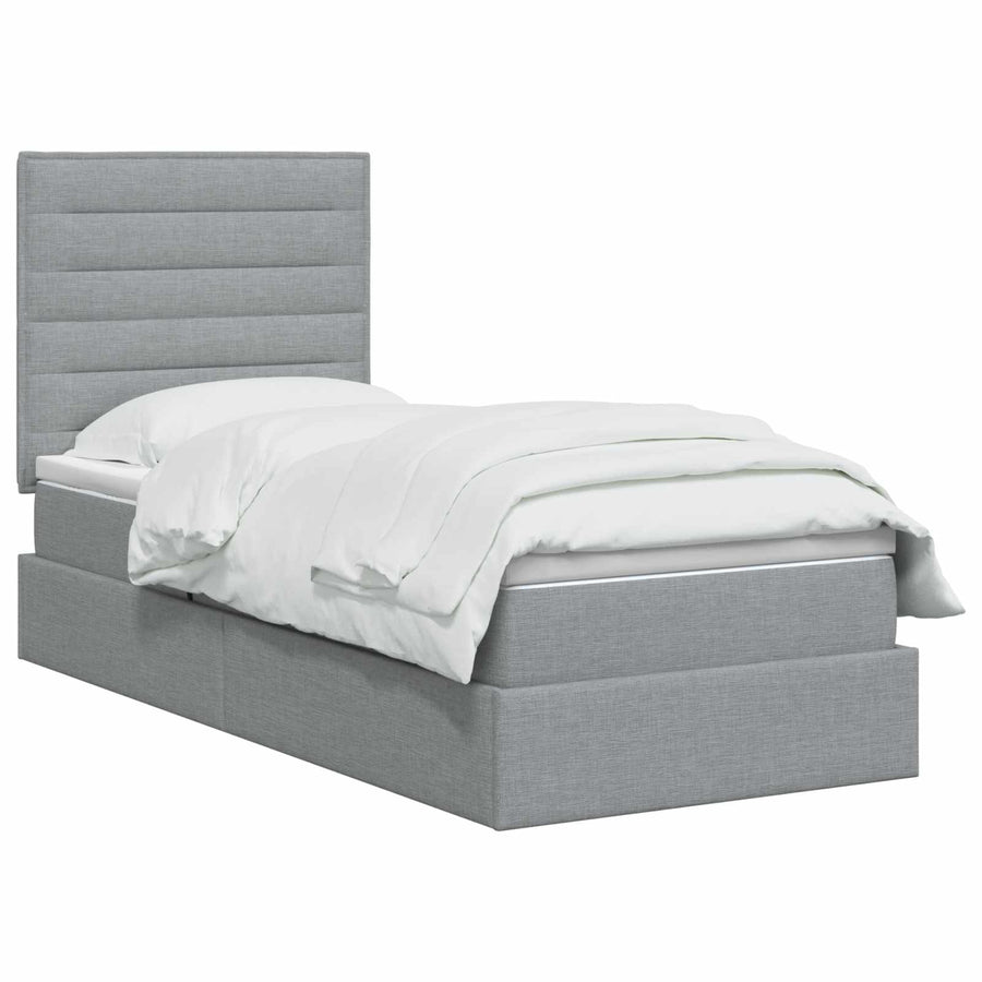 LED Opslagbed met Matras Lichtgrijs 100 x 200 cm Stof