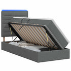 LED Opslagbed met Matras Donkergrijs 100 x 200 cm Stof