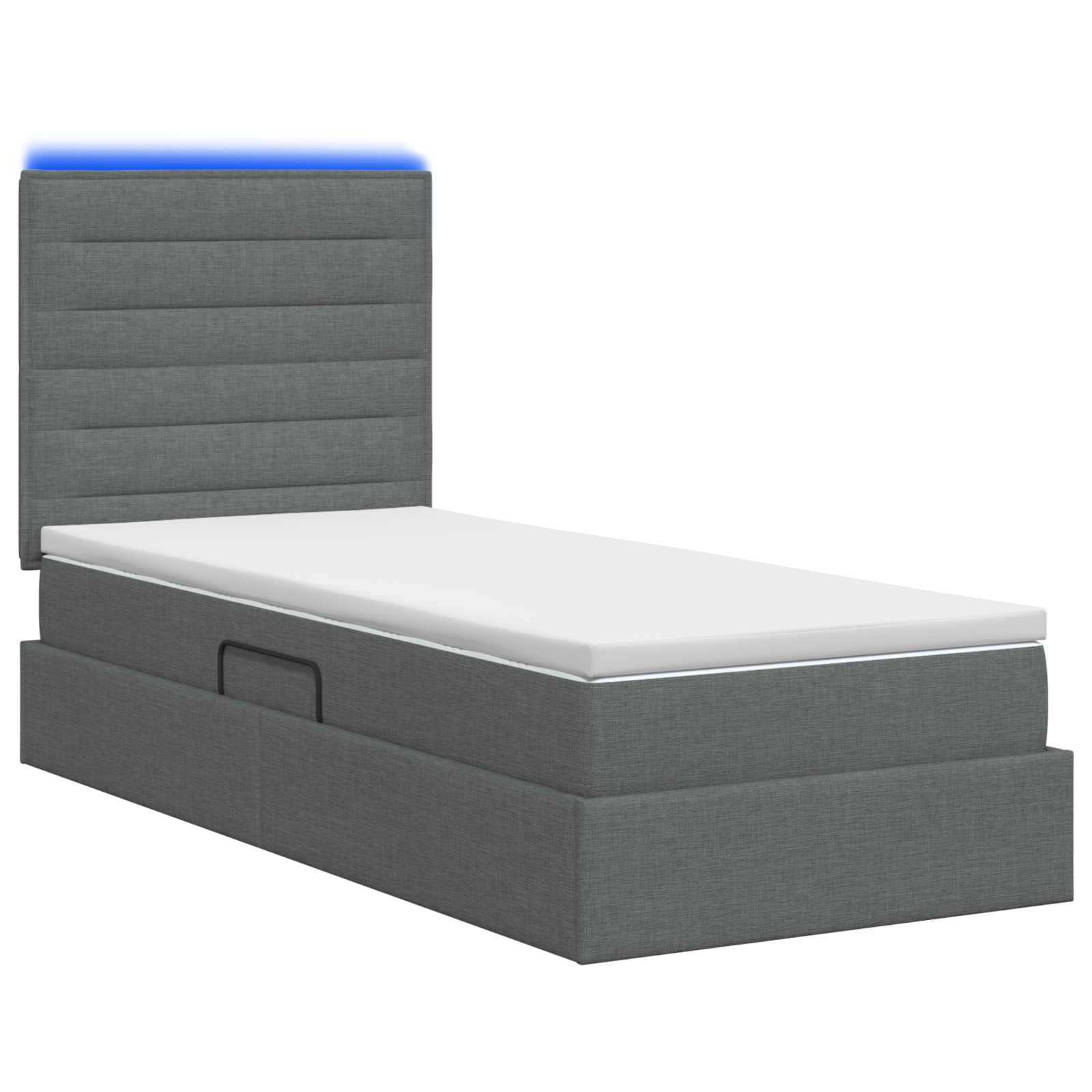 LED Opslagbed met Matras Donkergrijs 100 x 200 cm Stof