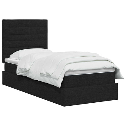 LED Opslagbed met Matras Zwart 100 x 200 cm Stof