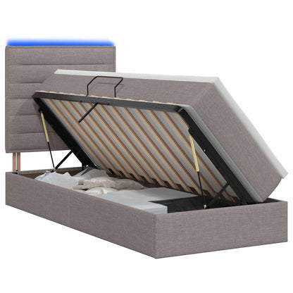 LED Opslagbed met Matras Taupe 100 x 200 cm Stof
