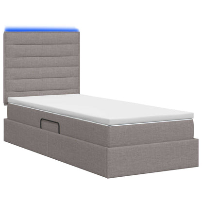 LED Opslagbed met Matras Taupe 100 x 200 cm Stof