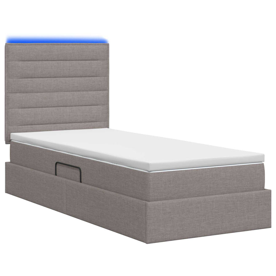 LED Opslagbed met Matras Taupe 100 x 200 cm Stof