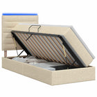 Opslagbed met matras 100x200 cm crèmekleurig stof