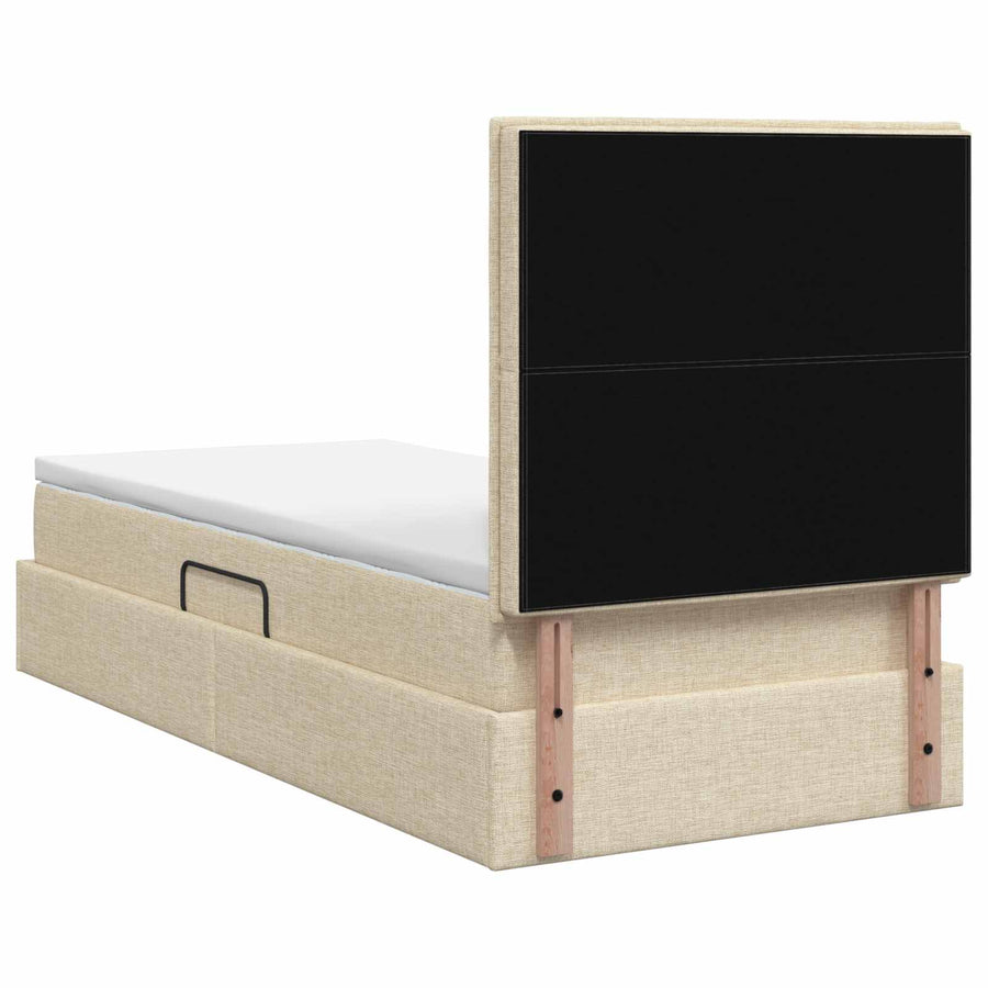 LED Opslagbed met Matras Crèmekleurig 100 x 200 cm Stof