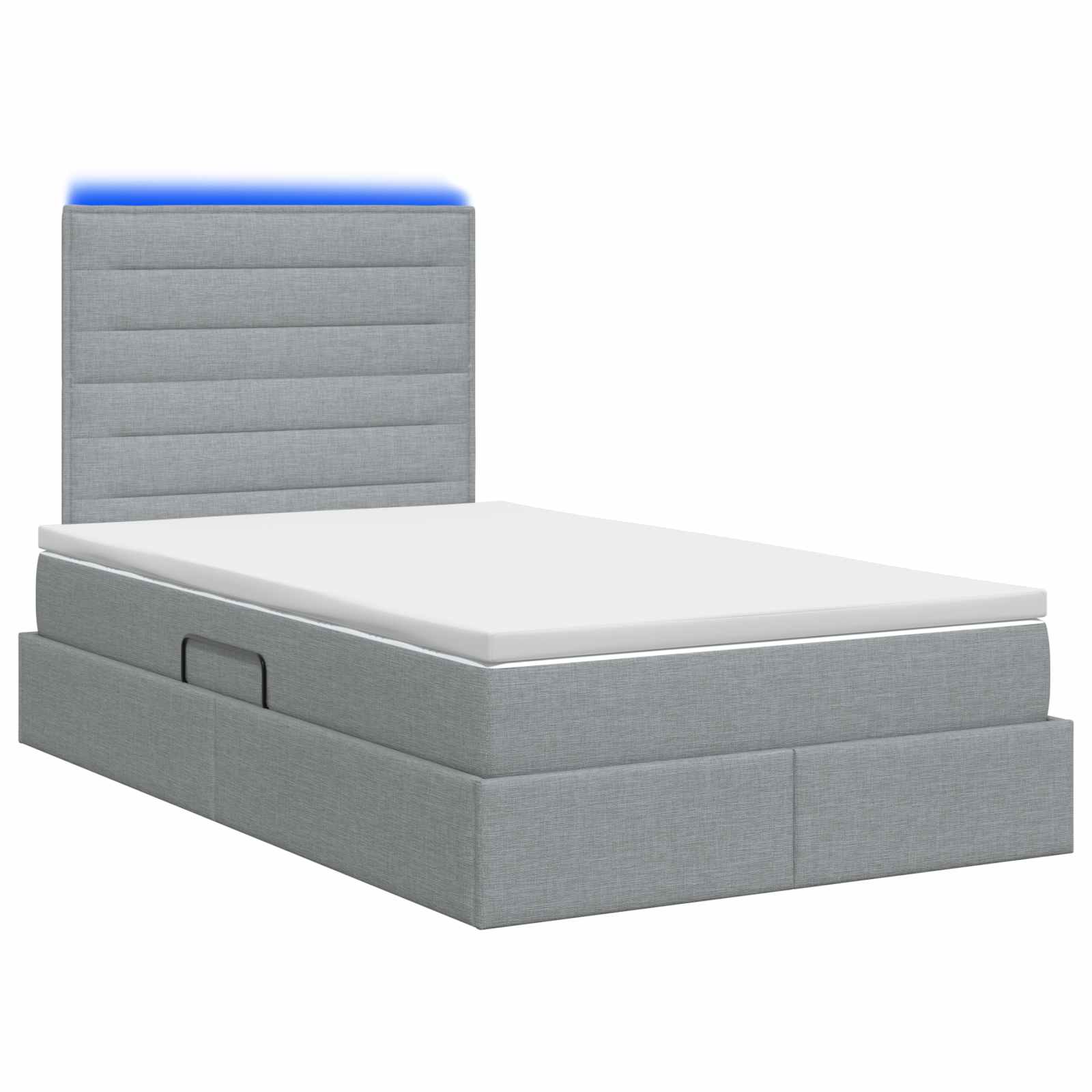 LED Opslagbed met Matras Lichtgrijs 120 x 190 cm Stof